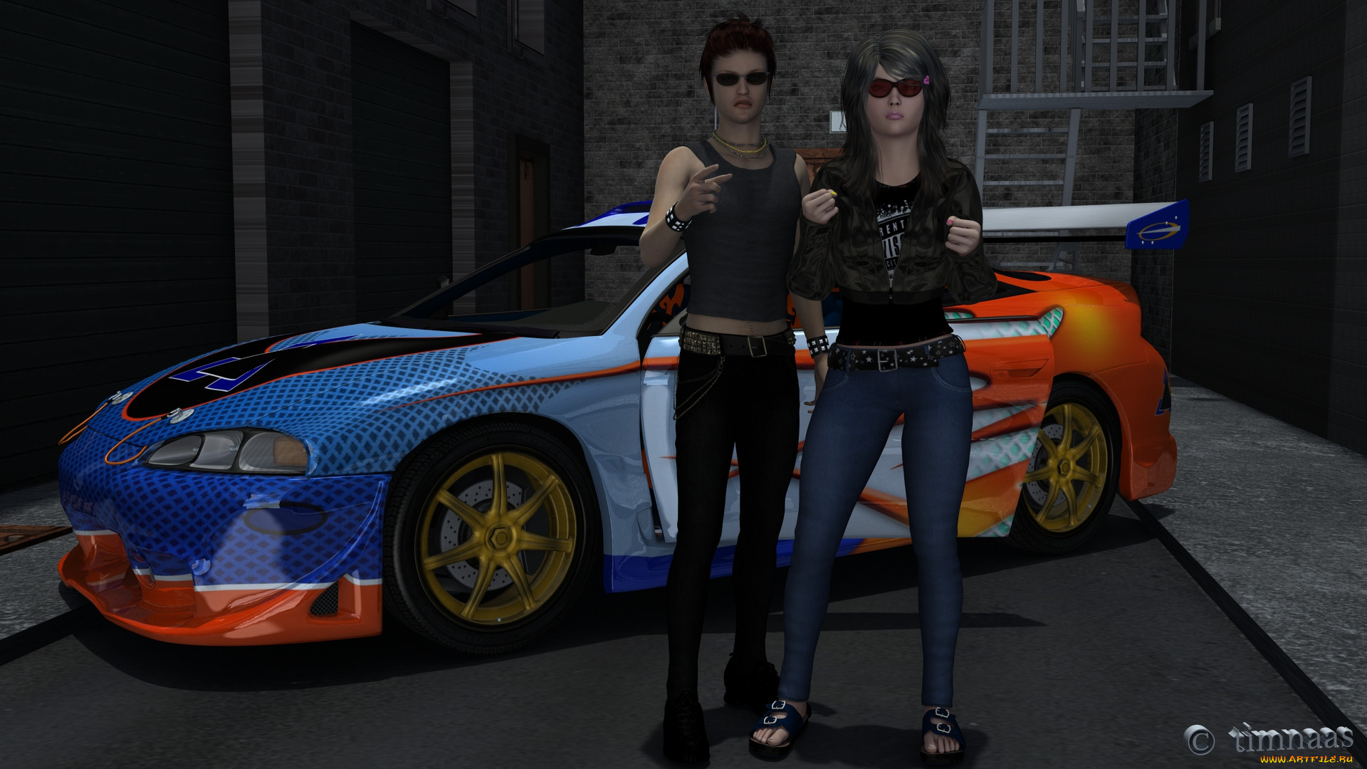 , 3d car&girl, , , , 